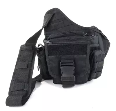 9 Inch Explorer Black Airsoft Messenger Bag