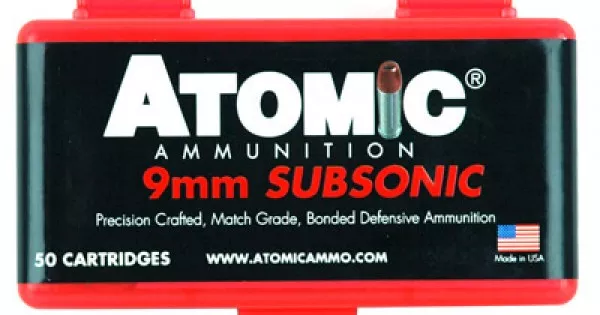 ATOMIC AMMO 9MM LUGER SUBSONIC 147GR. BONDED JHP 50-PACK