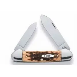 Case Canoe Amber Bone Spear/Pen Folding Knife w/Plain Edge (00263)