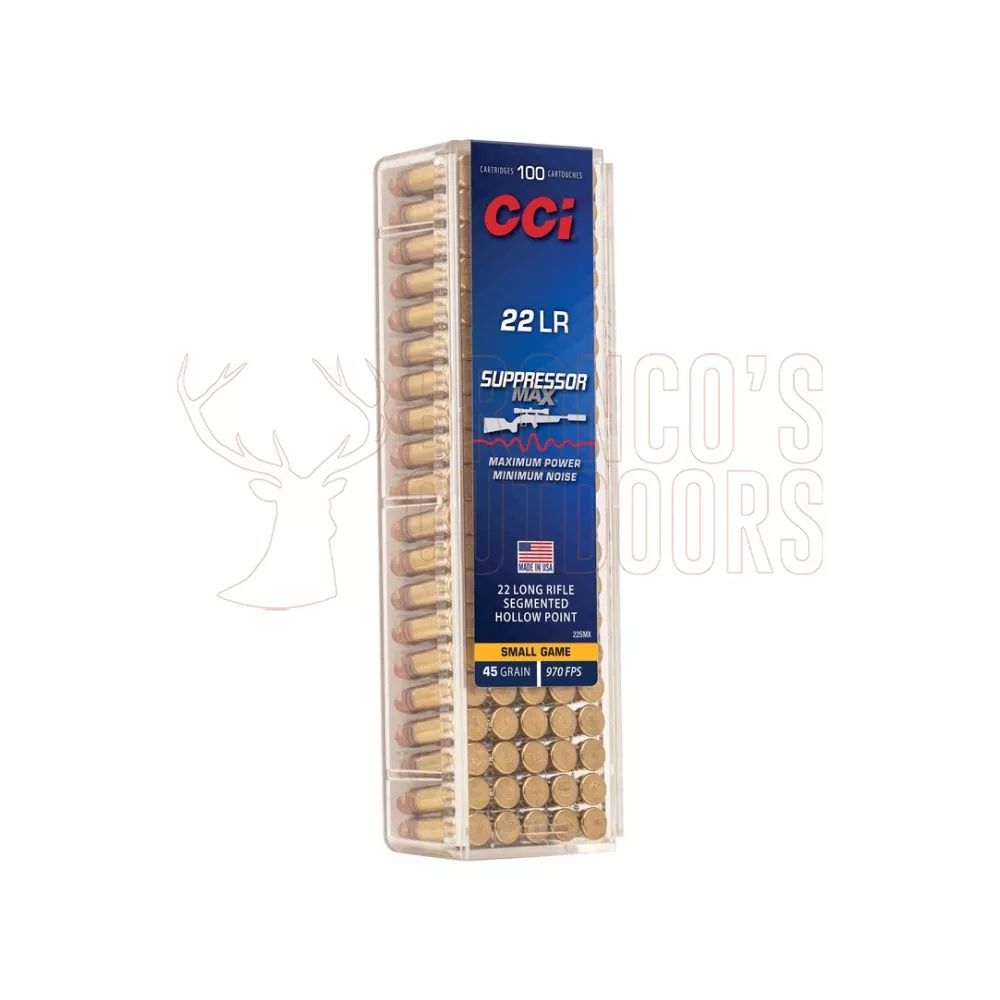 CCI Suppressor Max .22 LR 45gr SHP 100 Rounds