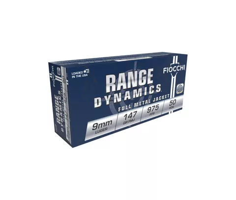 Fiocchi 9APD: Range Dynamics, 9mm Luger 147gr, Full Metal Jacket, 50/Box