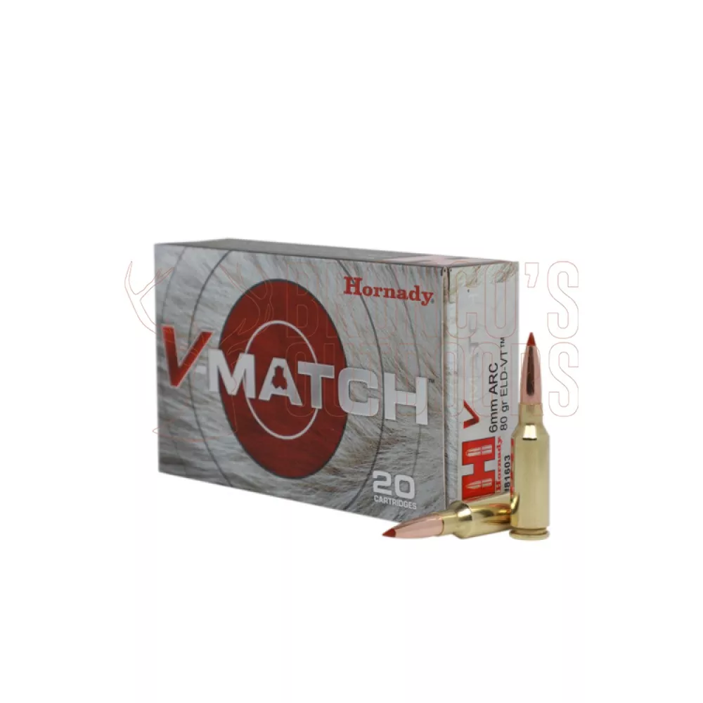 Hornady V-Match 6mm ARC 80gr ELD-VT 20 Rounds