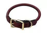 Mendota Rolled Standard Leather Collar - Chestnut