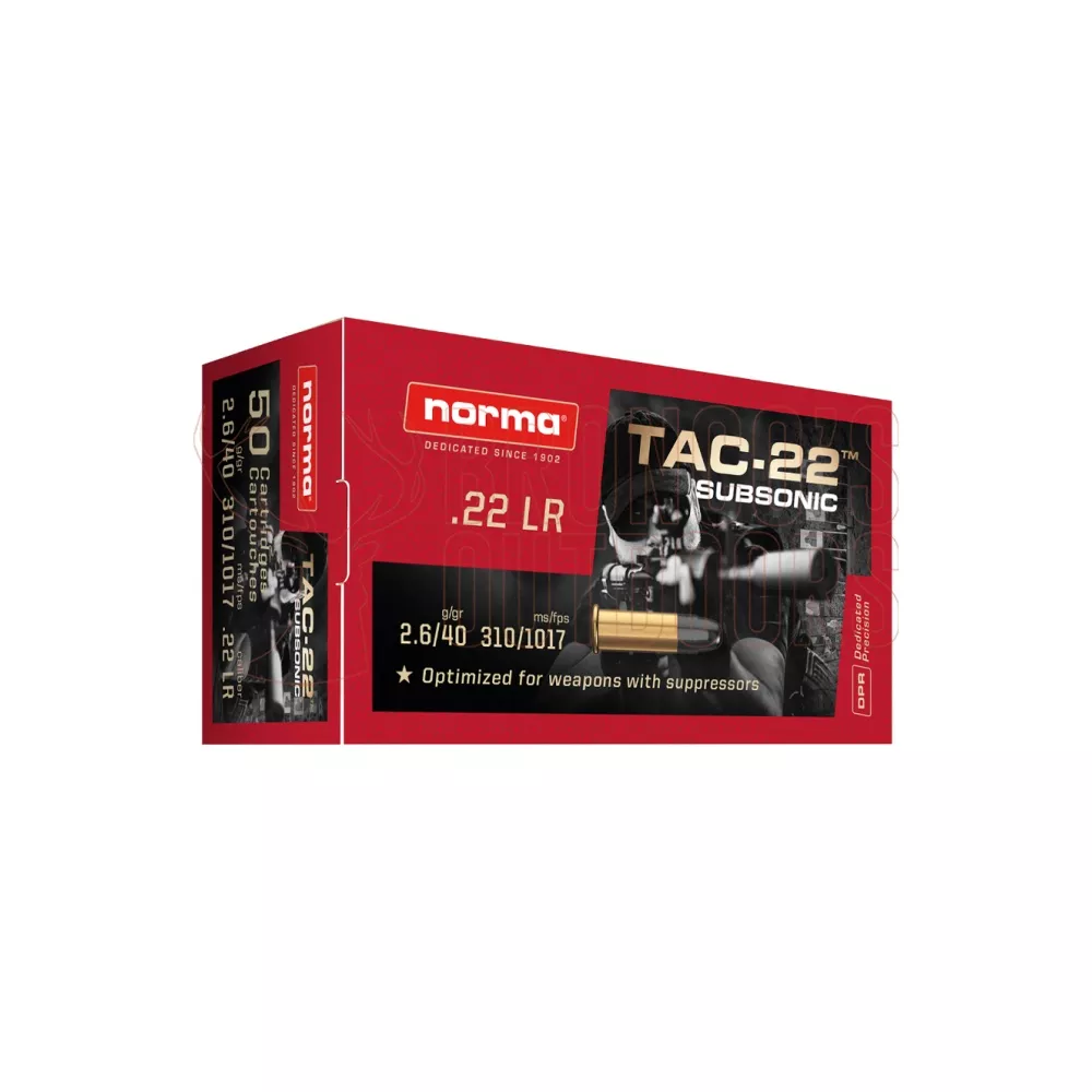 Norma TAC Subsonic .22 LR 40gr LHP 50 Rounds
