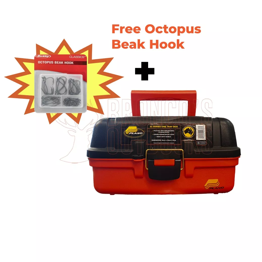 Plano 6101 One-Tray Tackle Box + Berkley Octopus Beak Hook 50 Hooks