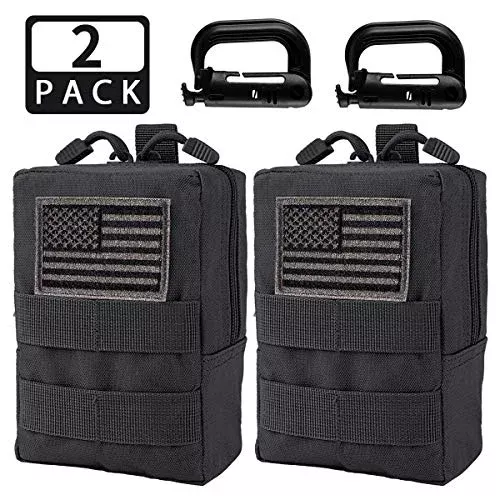 Posher Tactical Molle Pouch Multi-Purpose Compact Water-Resistant Utility EDC Pouch with US Flag Patch