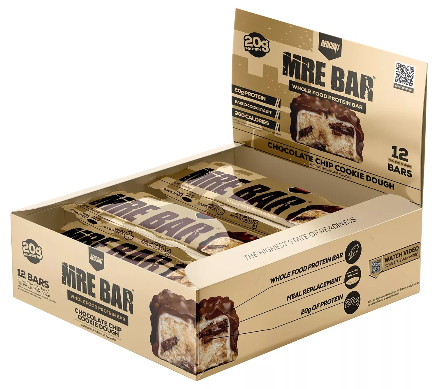 Redcon1 MRE Cookie Dough Soft Baked Protein Bar 12 Pack