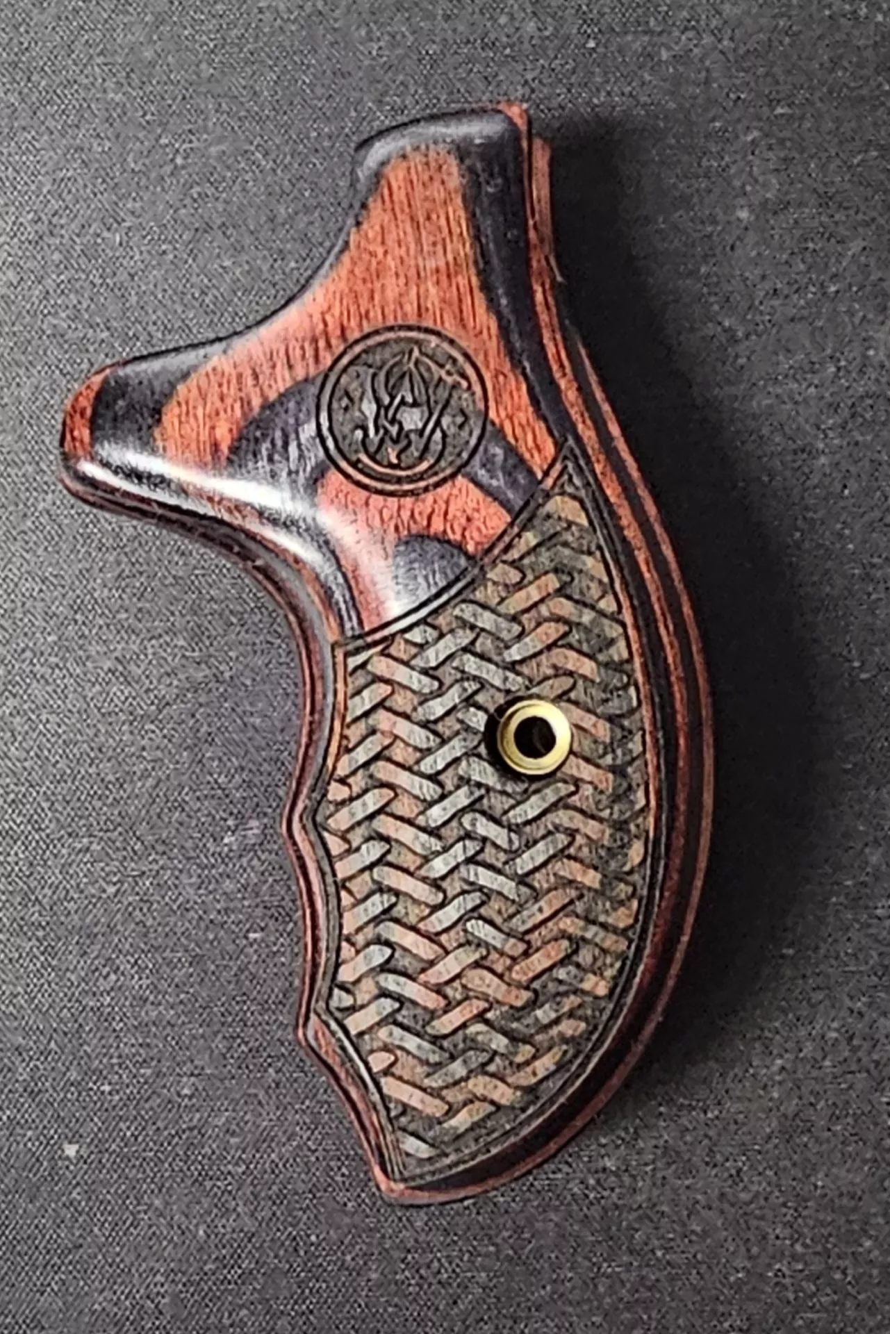S&W J Round Combat Basketweave Charcoal Ruby Laser Logo