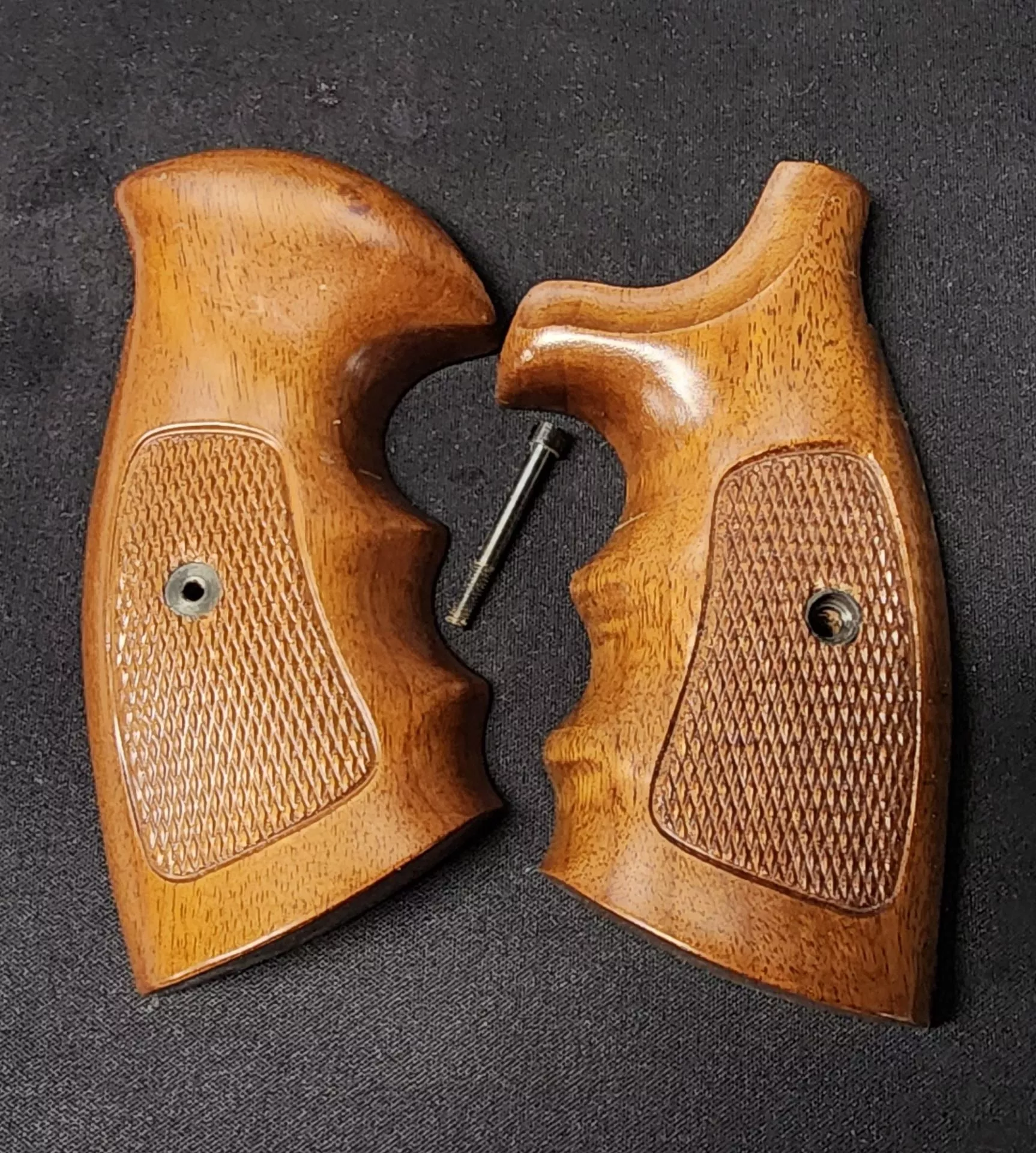 Smith and Wesson K/L Square Walnut Checkered Grip