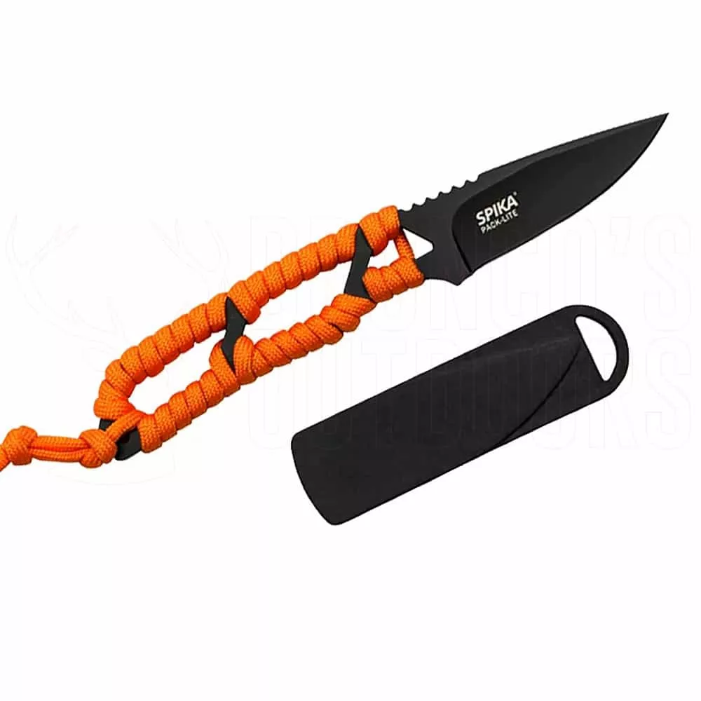 Spika Pack Light Knife - Black - Orange Paracord