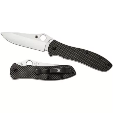 Spyderco C134CFP2 Bradley Folder 2 Folding Knife 3.66" CPM-M4 Plain Edge Blade, Carbon Fiber Handle