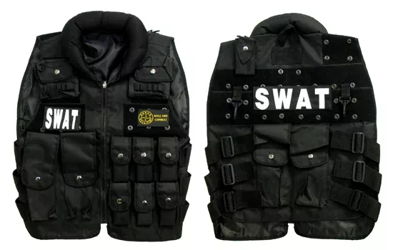 Tactical SWAT Vest w Soft Collar Black Airsoft Accessory