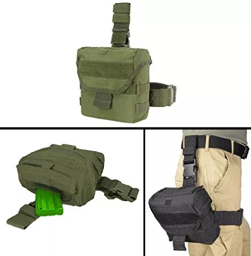 Ultimate Arms Gear Tactical OD Olive Drab Green Utility Multi Purpose MOLLE Dump Ammo Ammunition Magazine Stripper Clips Pouch Drop Leg & Belt Adjustments Universal Rifle Shotgun Pistol Gun