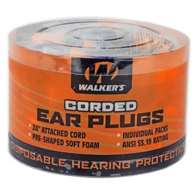 Walker's Foam Corded Ear Plugs 50 Pack
