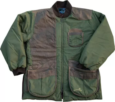 Wild Hare Cold Weather Coat -- Olive with Brown Distressed Leather